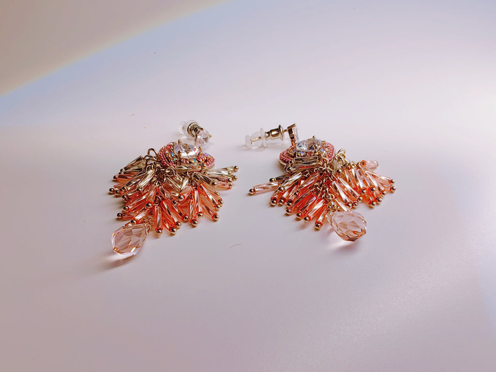 Blush Pink Cascade Crystal Statement Earrings