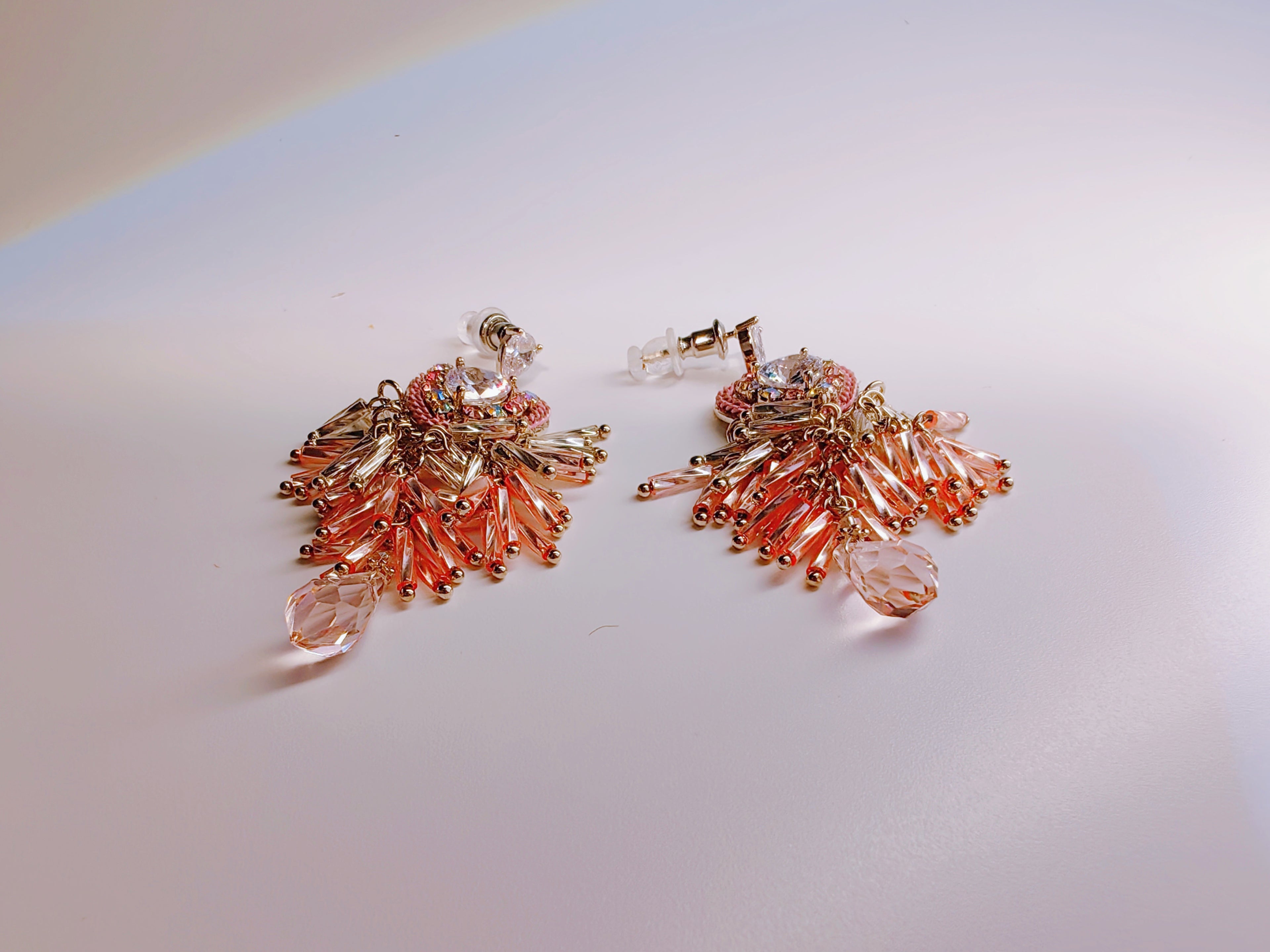 Blush Pink Cascade Crystal Statement Earrings