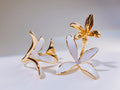 Gold-Tone White Enamel Flower Hoop Earrings