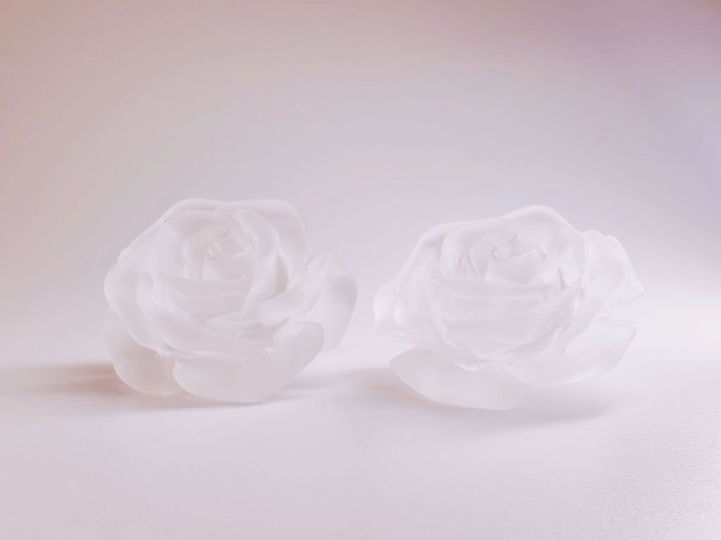 Ice Rose Matte Resin Stud Earrings