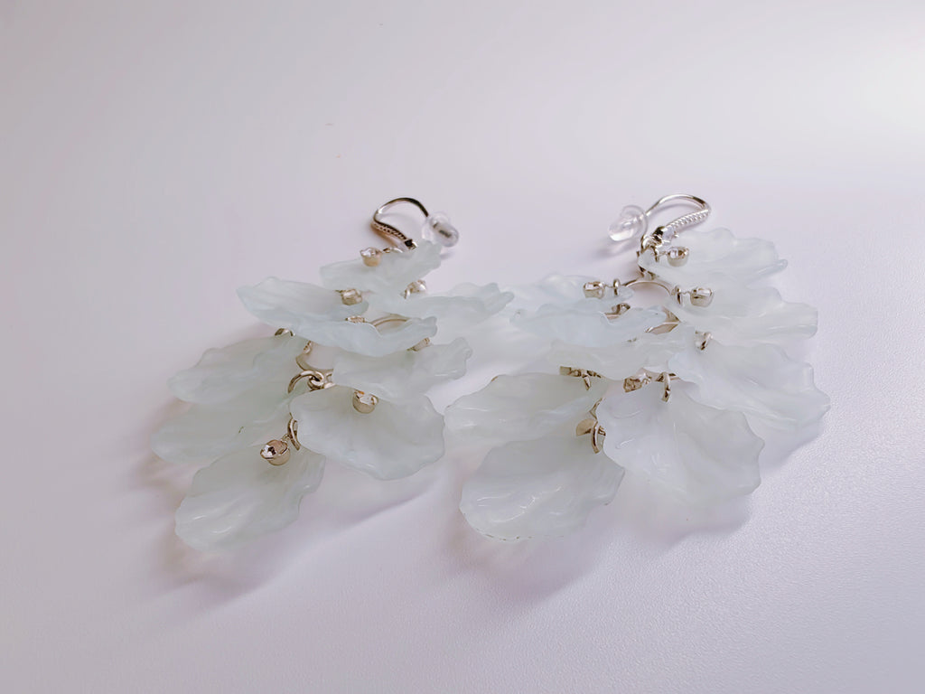 Aqua Mist Petal Tassel Earrings