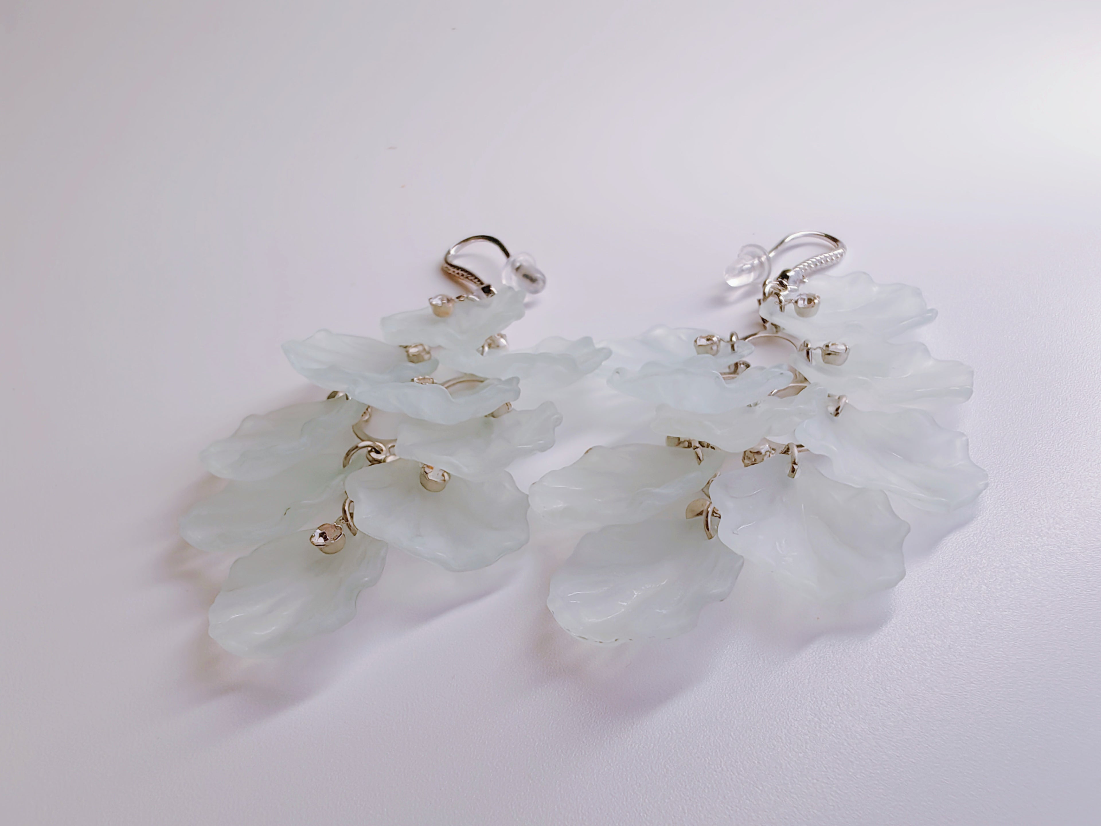 Aqua Mist Petal Tassel Earrings