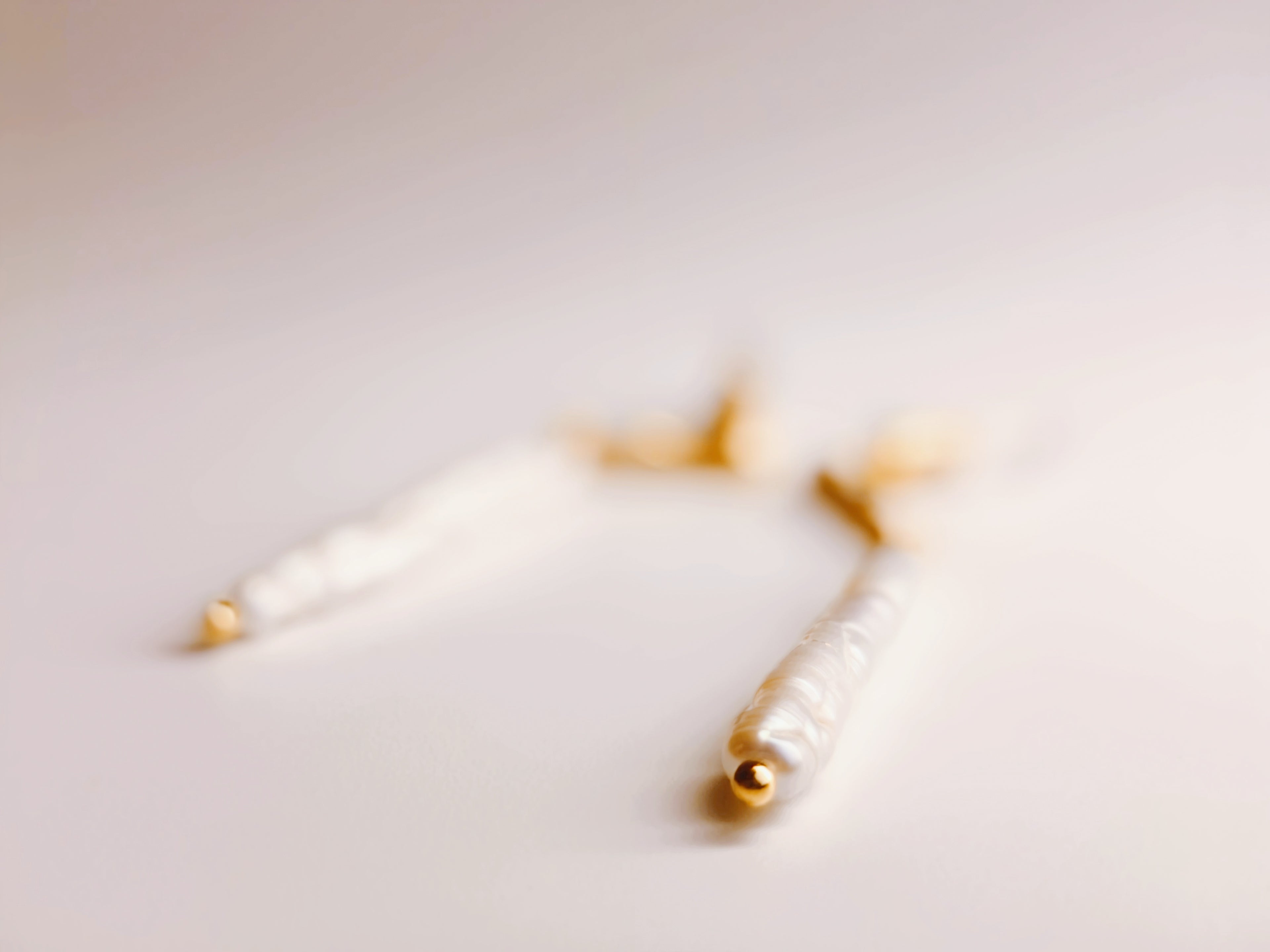 Gold-Plated Baroque Stick Pearl Drop Earrings