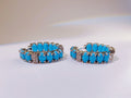 Silver-Tone Turquoise CZ Hoop Earrings