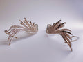 Silver-Plated CZ Feather Ear Climber Earrings