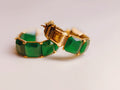 Emerald Green Cubic Zirconia Square Hoop Earrings