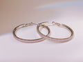 Silver-Tone Baguette Cut CZ Hoop Earrings