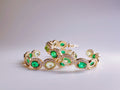Gold-Plated Two-Tone Green Cubic Zirconia Hoop Earrings