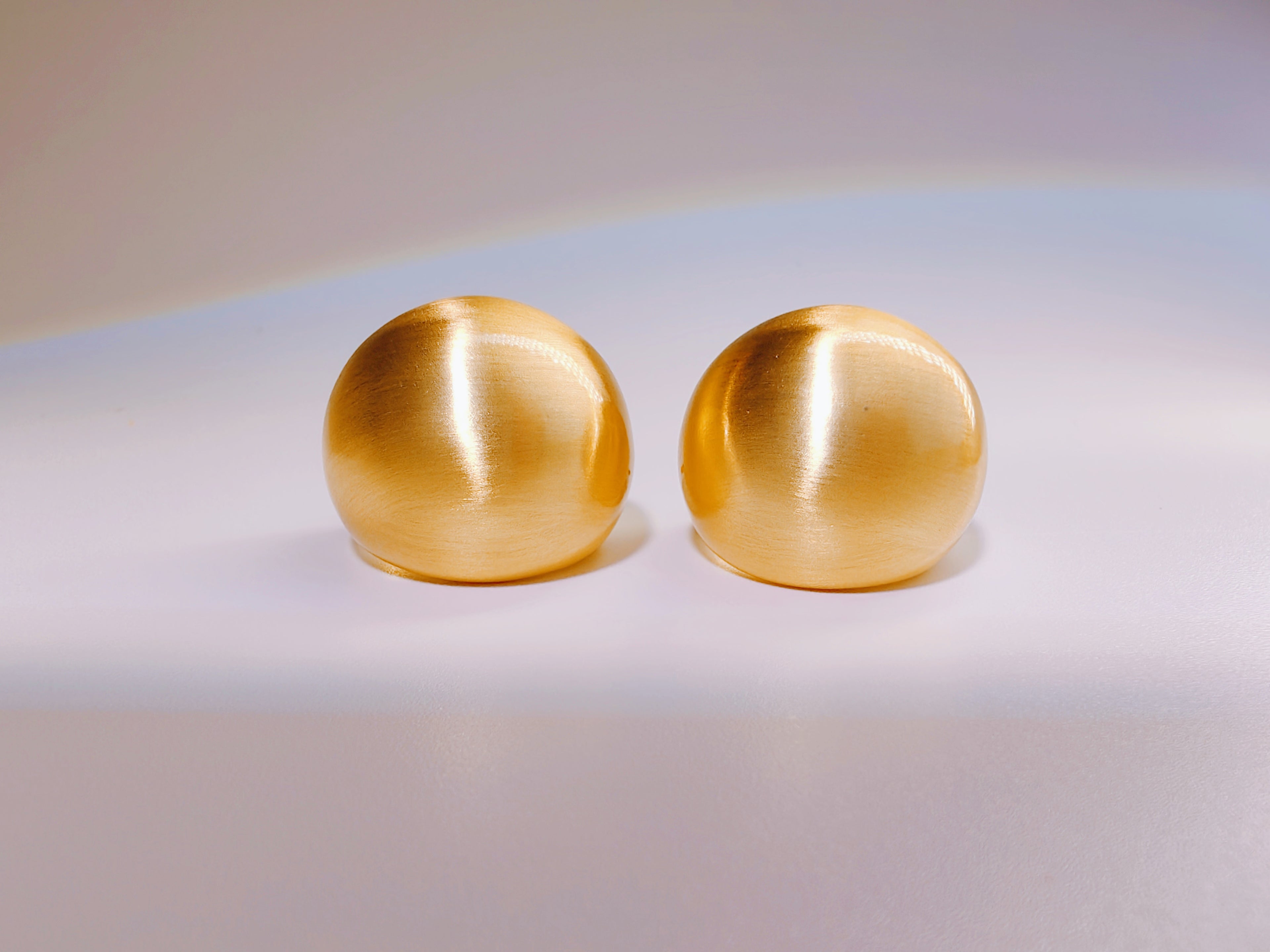 Brushed Gold Dome Stud Earrings