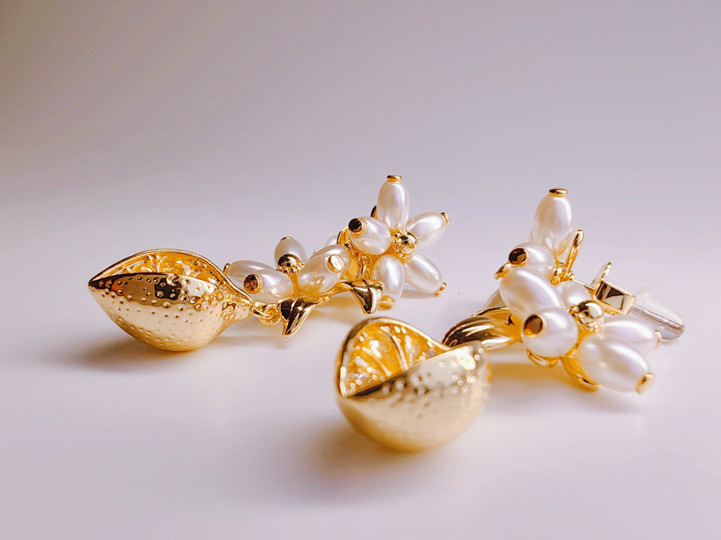 Lemon Blossom Pearl Drop Earrings