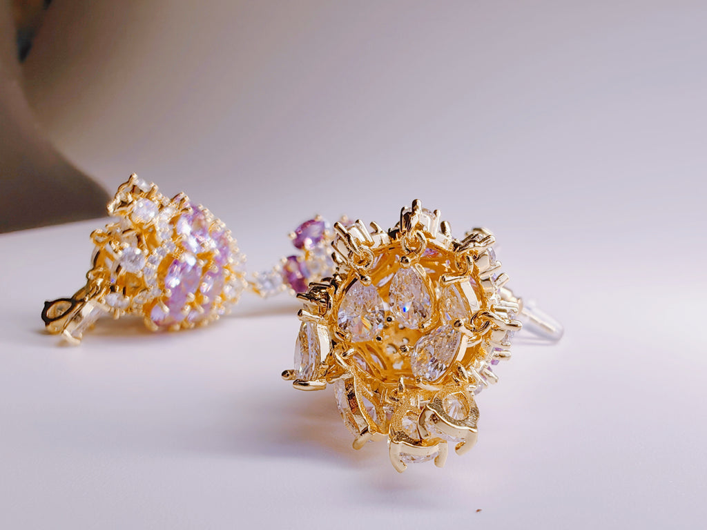 Gold-Plated Full Pavé CZ Bell Drop Earrings