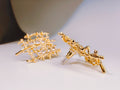 Gilded Coral Branch Statement Earrings