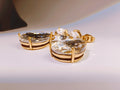Gold Tone Skull & Teardrop Crystal Drop Earrings