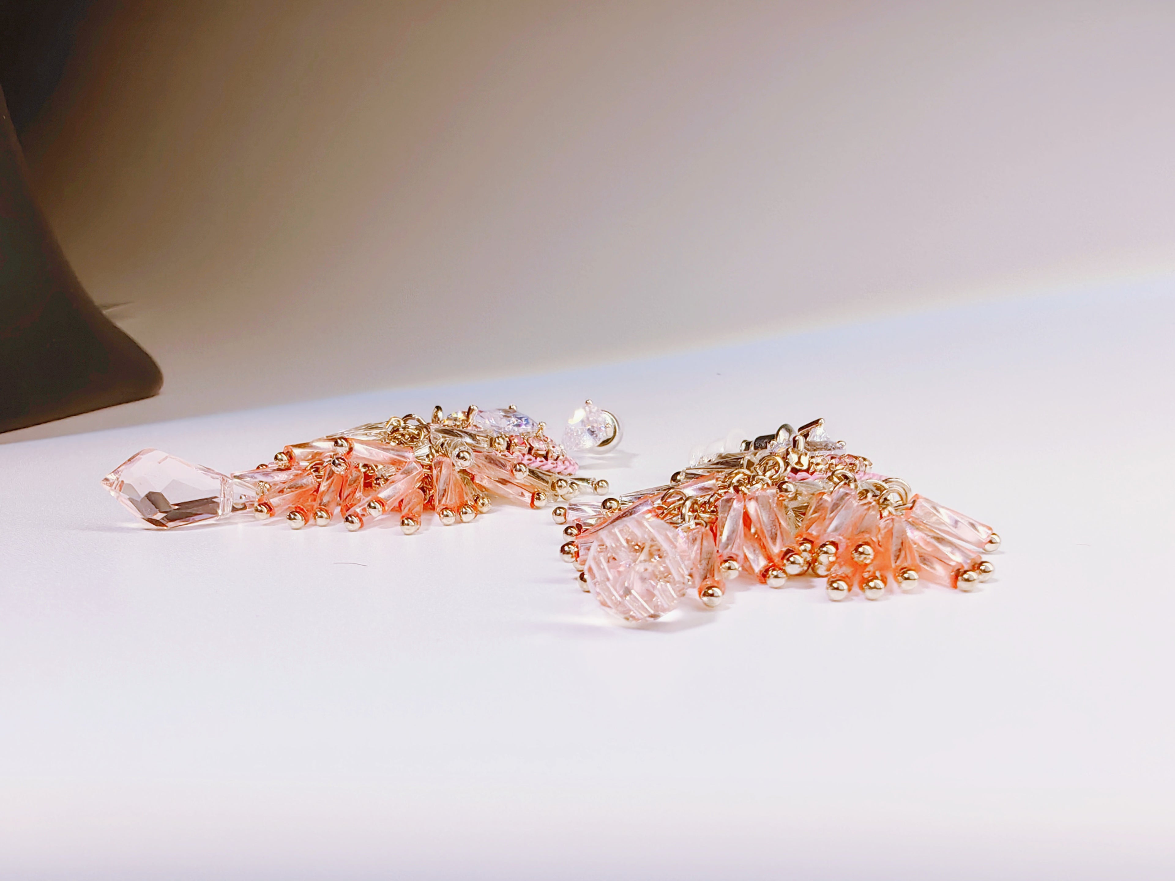 Blush Pink Cascade Crystal Statement Earrings