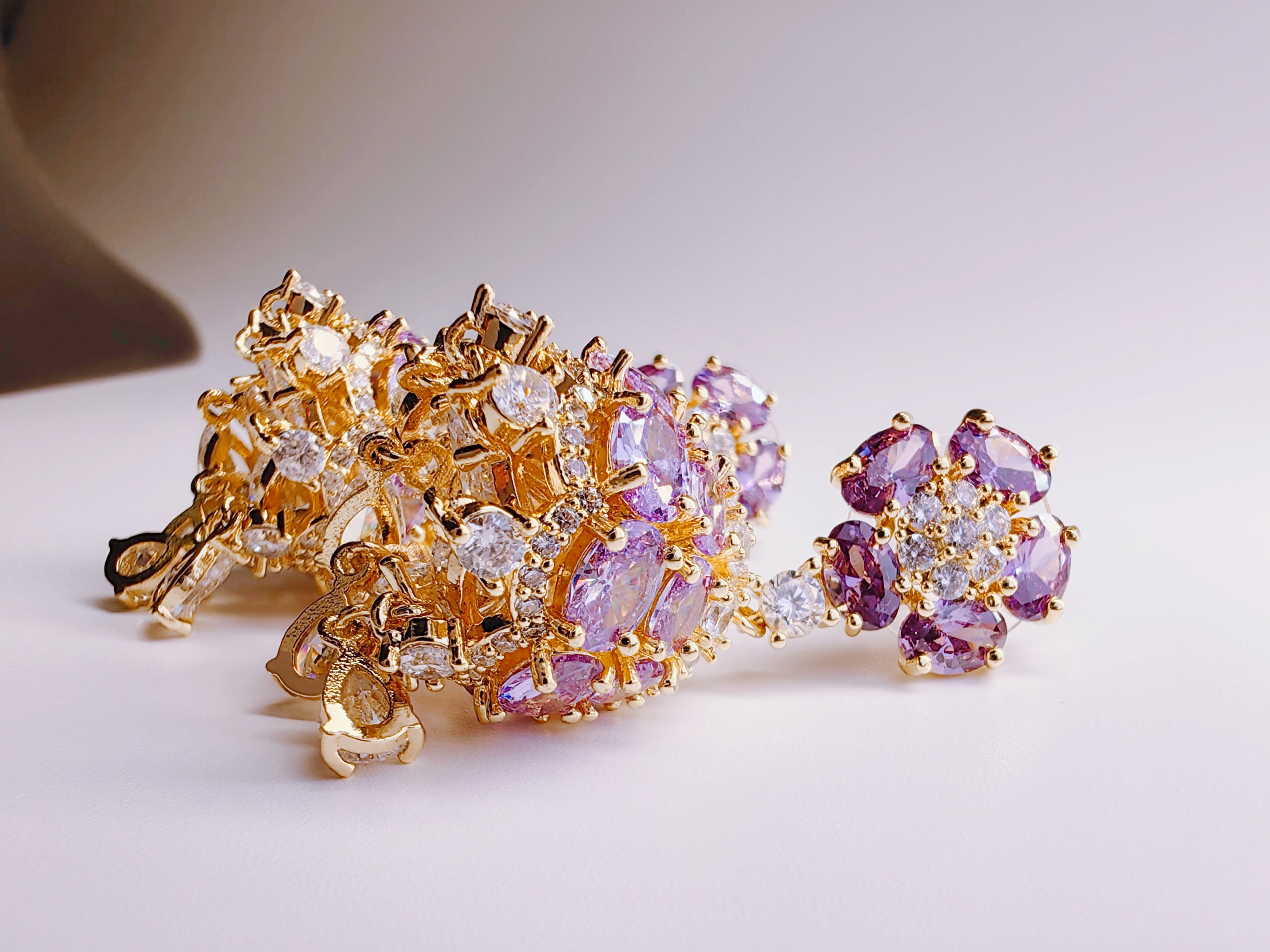 Gold-Plated Full Pavé CZ Bell Drop Earrings