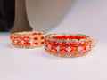 Gold-Plated Red Crystal Statement Cuff Earrings
