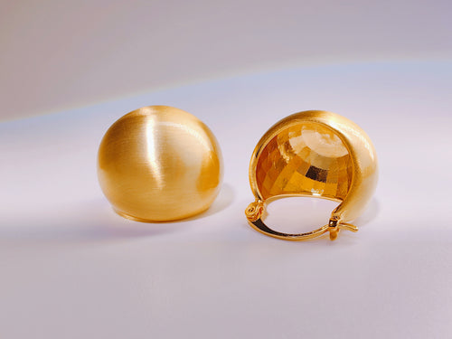 Brushed Gold Dome Stud Earrings