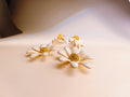Double Daisy Enamel Drop Earrings
