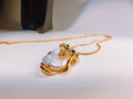 Baroque Pearl & Gold Floral Pendant Necklace