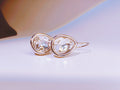 Rose Gold Bezel Set Teardrop Clear Cubic Zirconia Hook Earrings