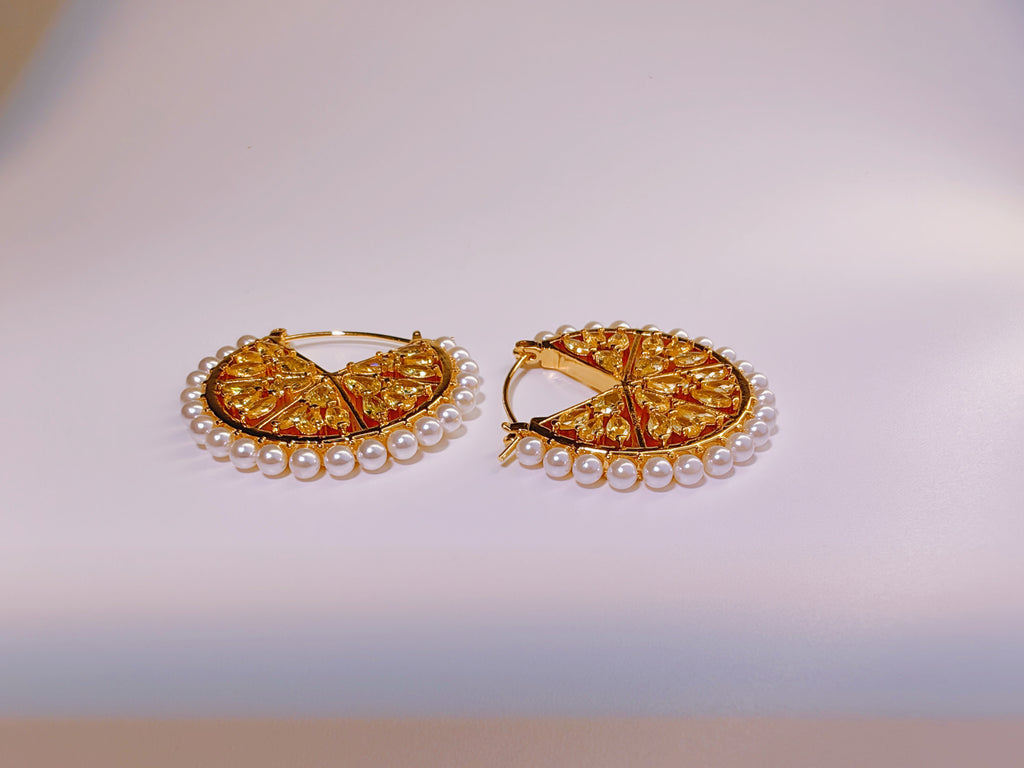 Gold-Plated Citrus Slice Statement Hoop Earrings