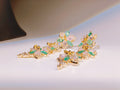Pastel Floral Statement Earrings with Crystals