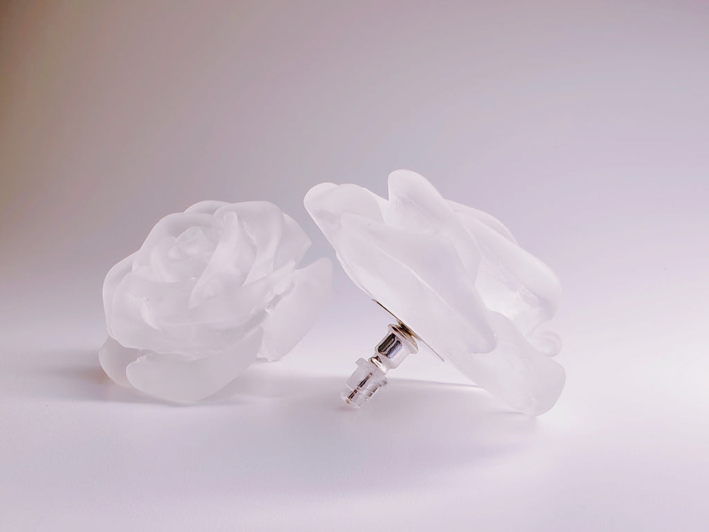 Ice Rose Matte Resin Stud Earrings