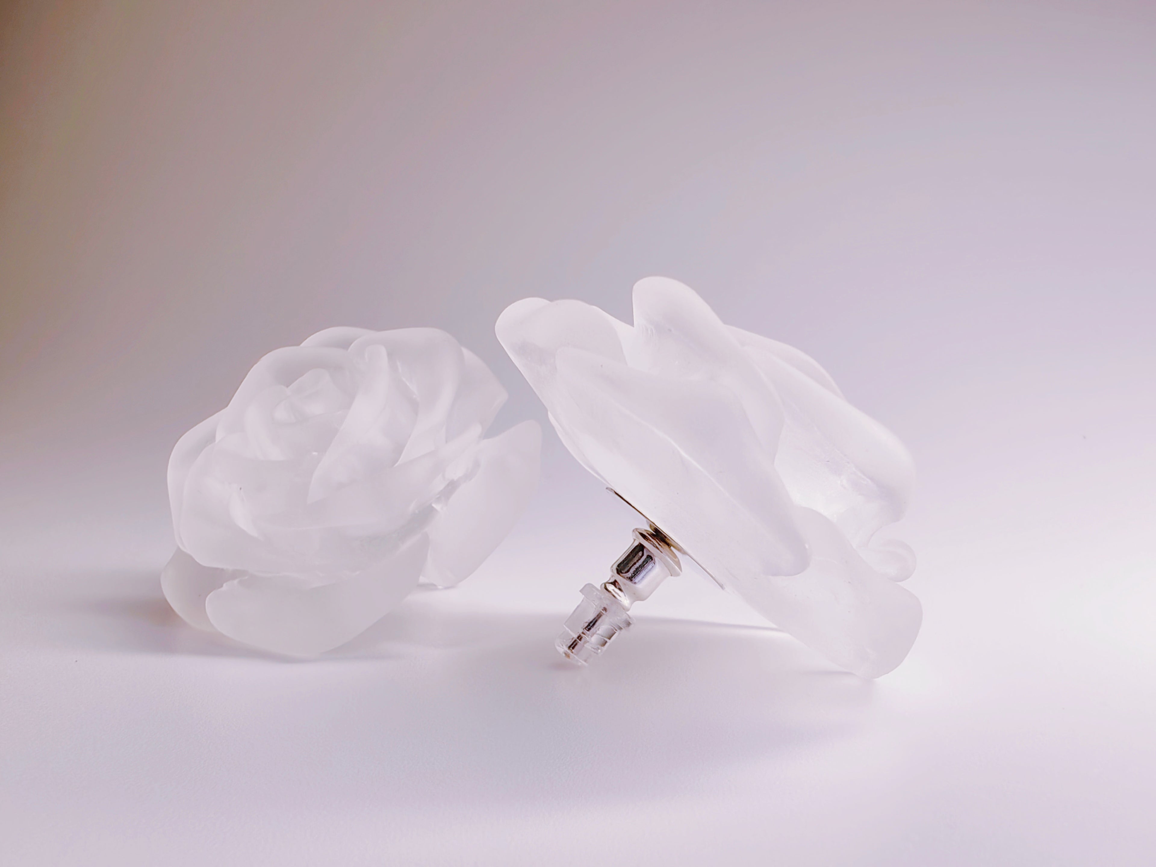 Ice Rose Matte Resin Stud Earrings