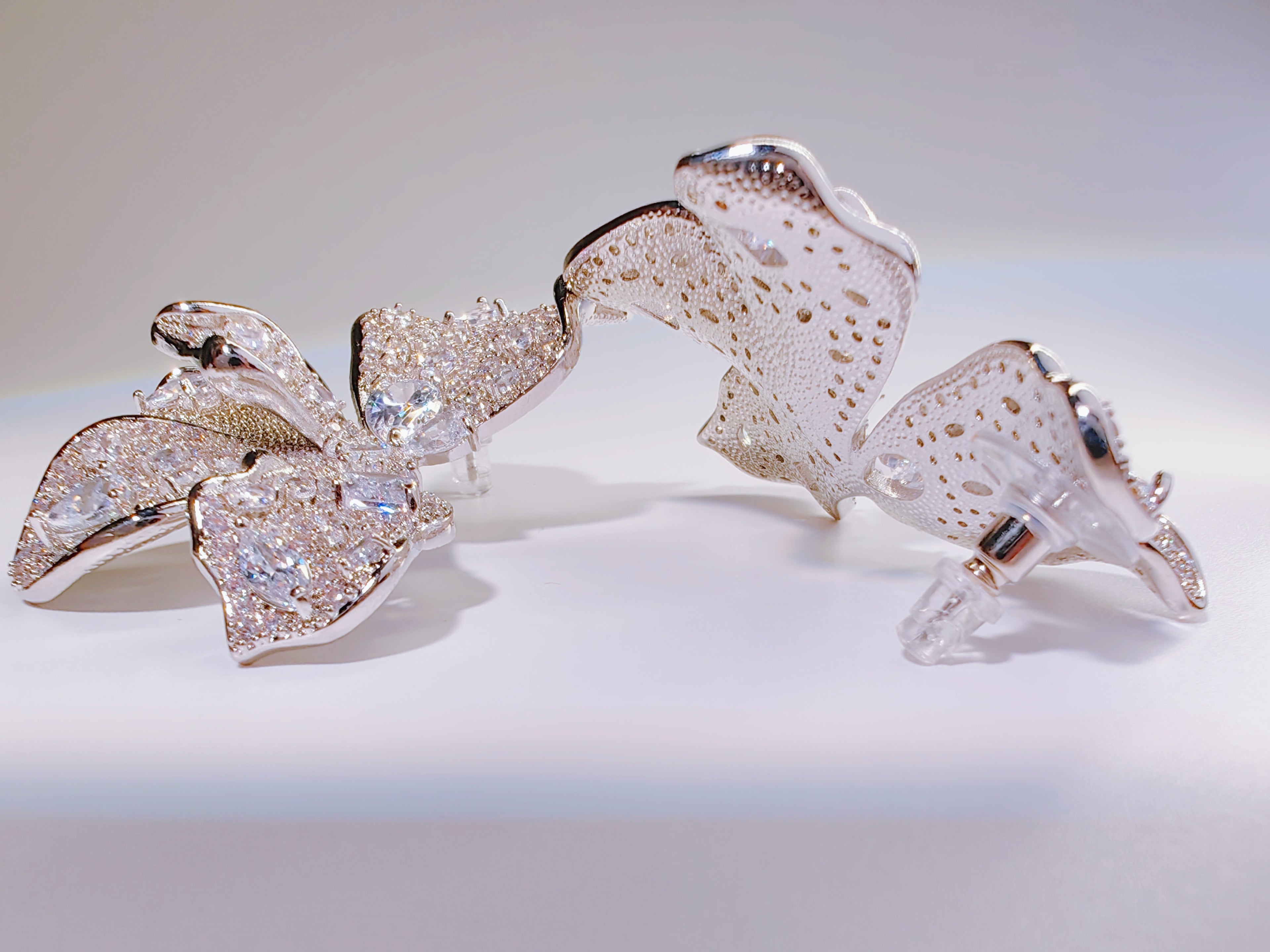 Pavé Crystal Orchid Statement Earrings