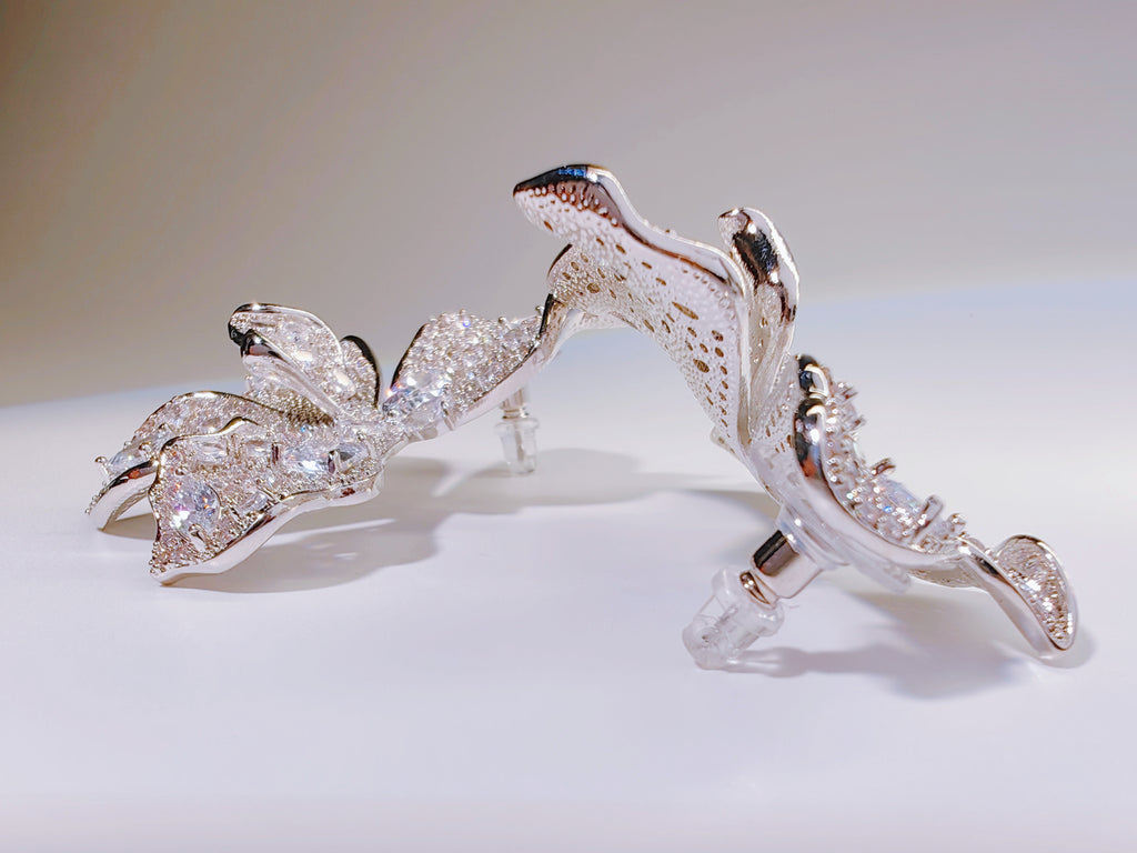 Pavé Crystal Orchid Statement Earrings