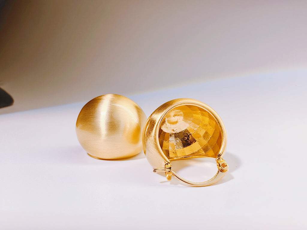 Brushed Gold Dome Stud Earrings