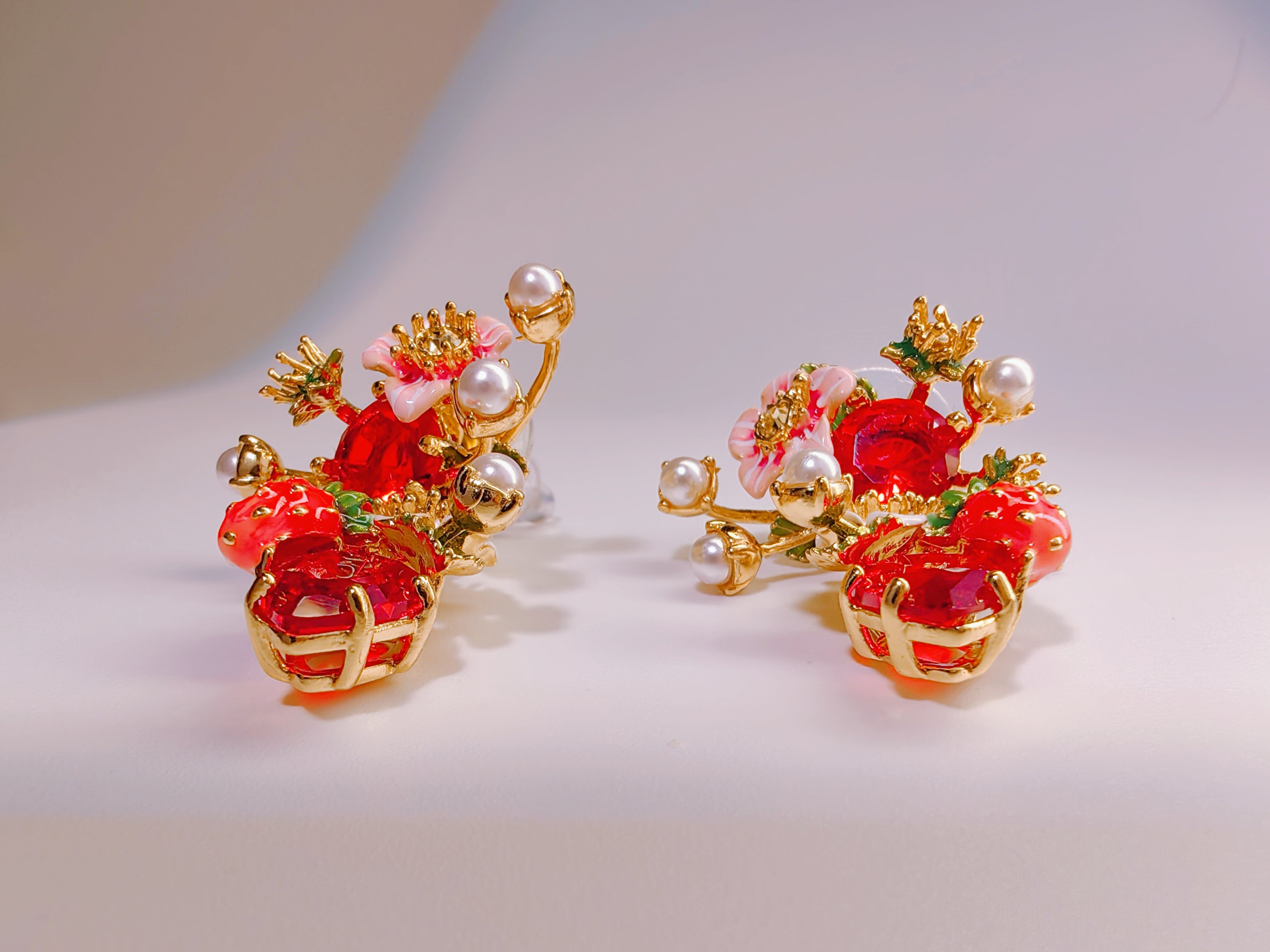 Strawberry Bloom Garden Statement Earrings