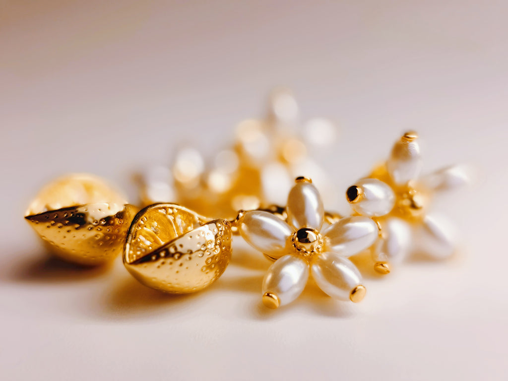 Lemon Blossom Pearl Drop Earrings
