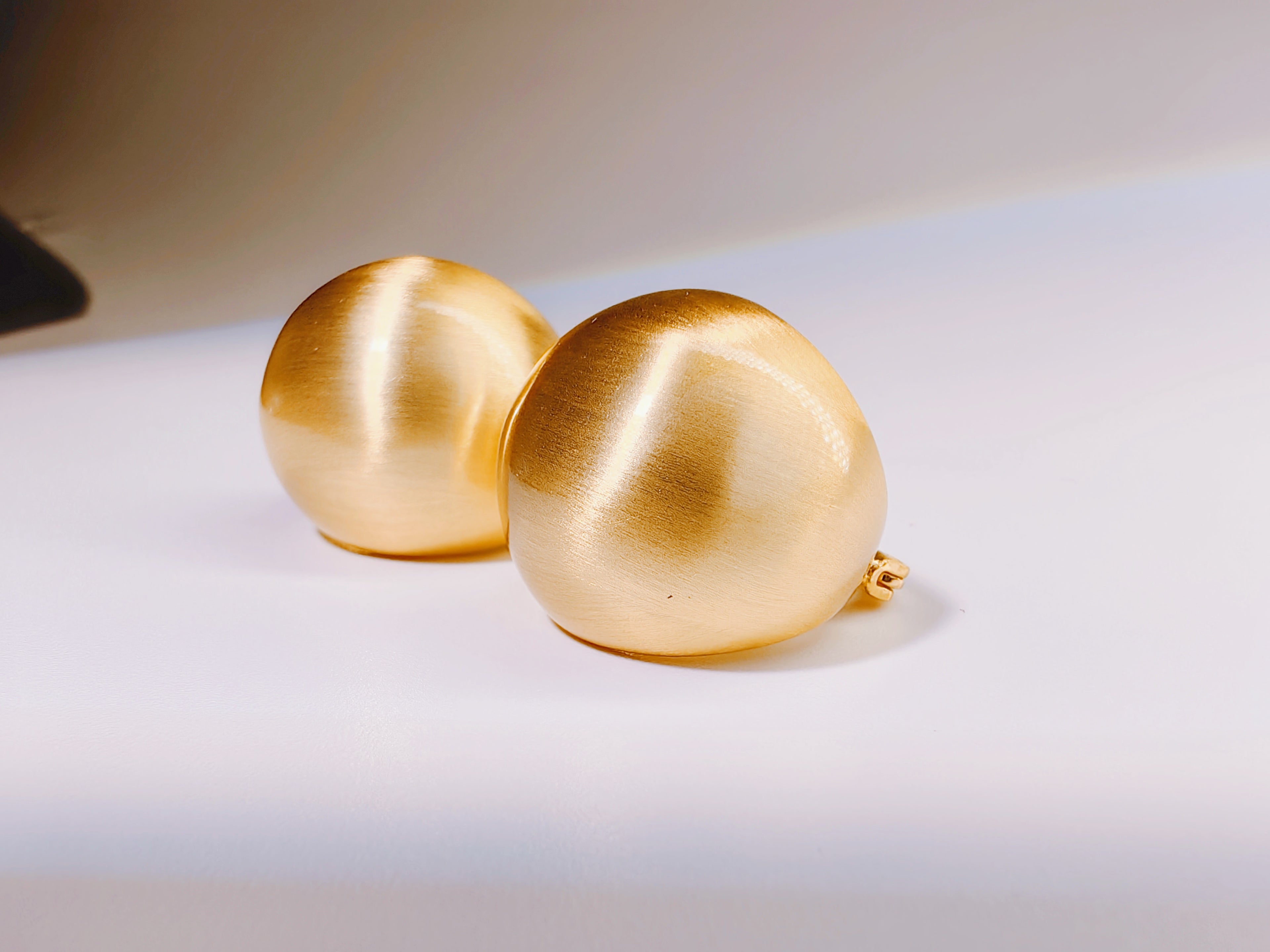 Brushed Gold Dome Stud Earrings