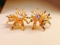 Gold-Plated Chrysanthemum CZ Stud Earrings