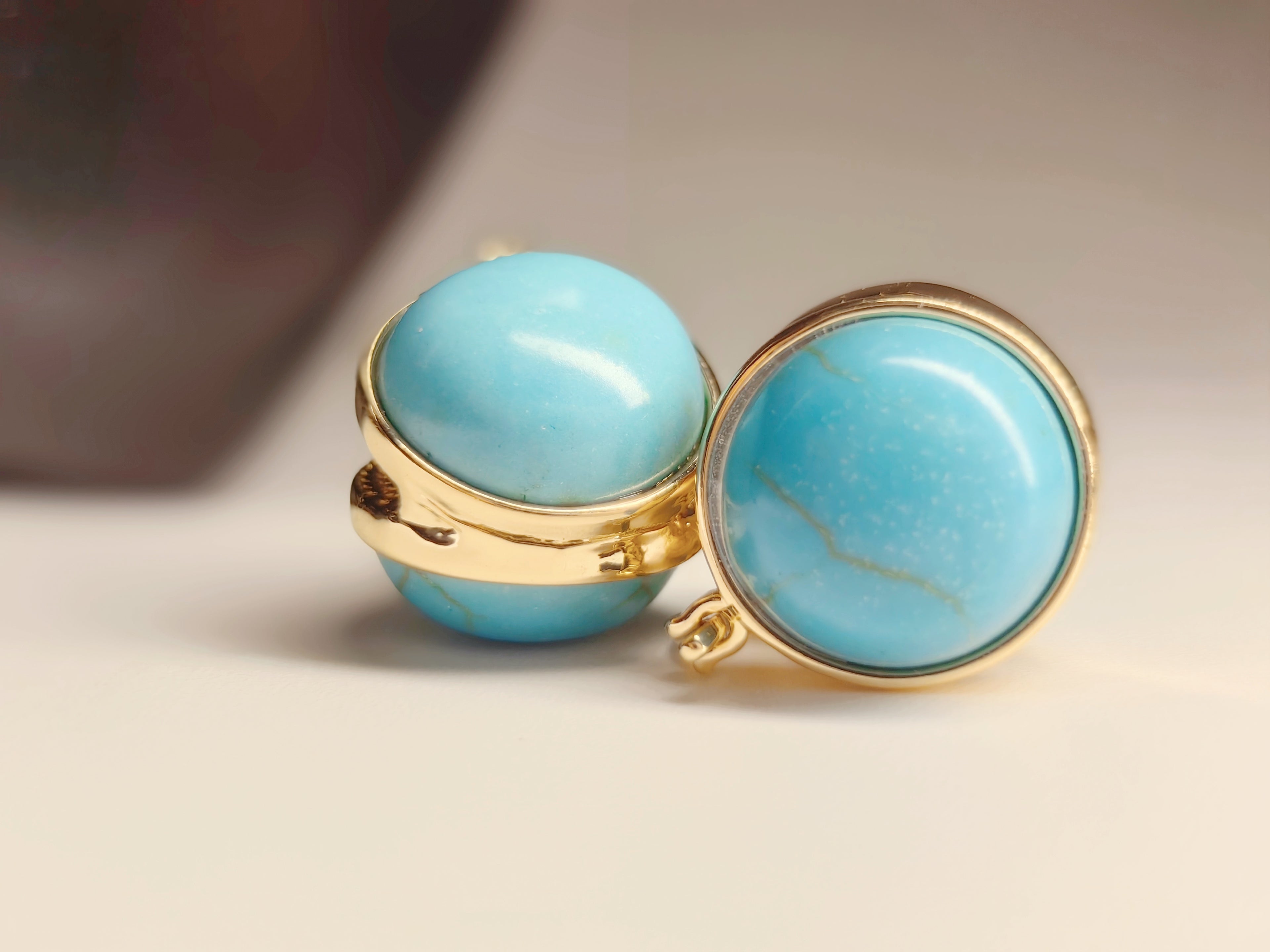 Gold-Plated Turquoise Bead Drop Earrings