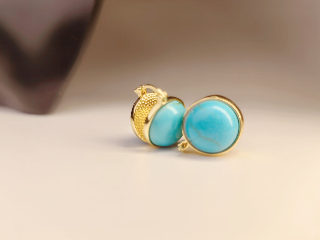 Gold-Plated Turquoise Bead Drop Earrings