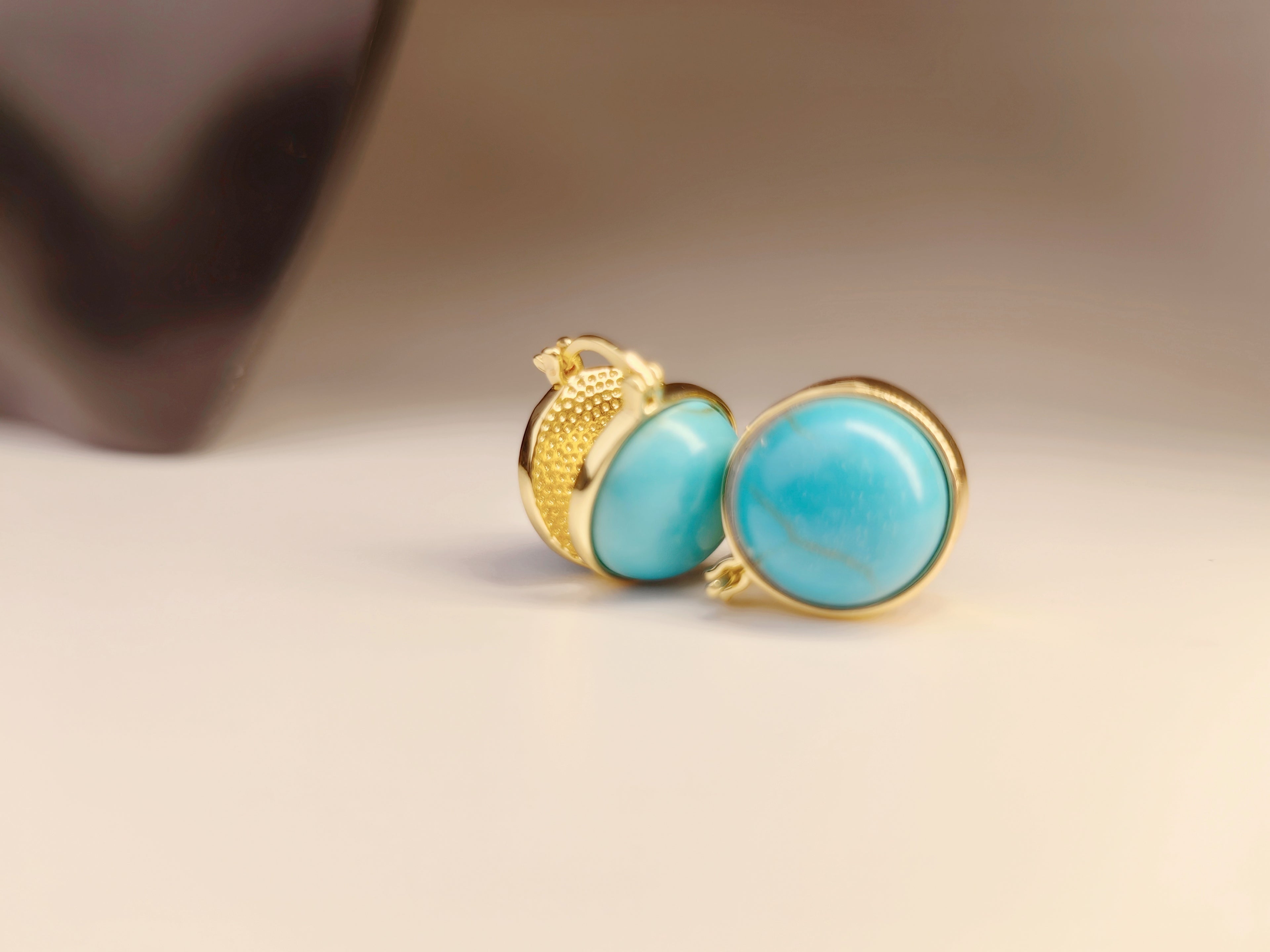Gold-Plated Turquoise Bead Drop Earrings